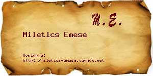 Miletics Emese névjegykártya